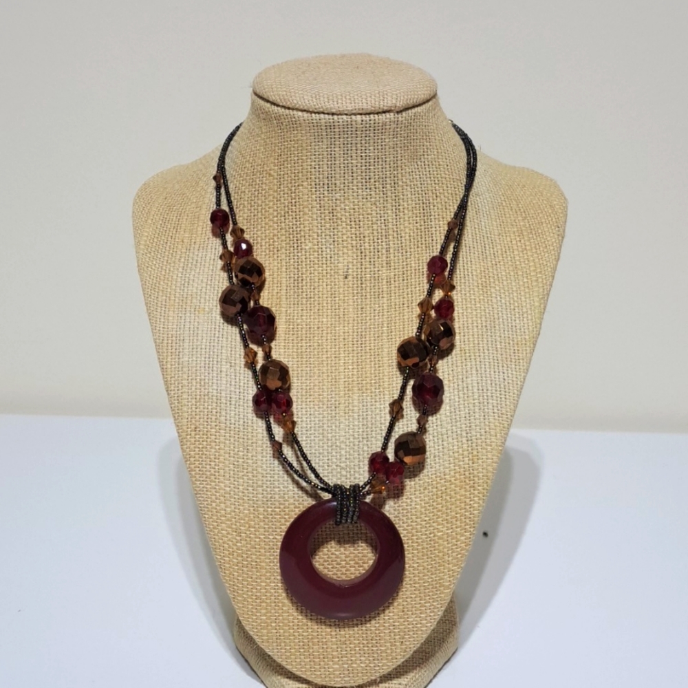 Lia Sophia Red Beaded Statement Necklace